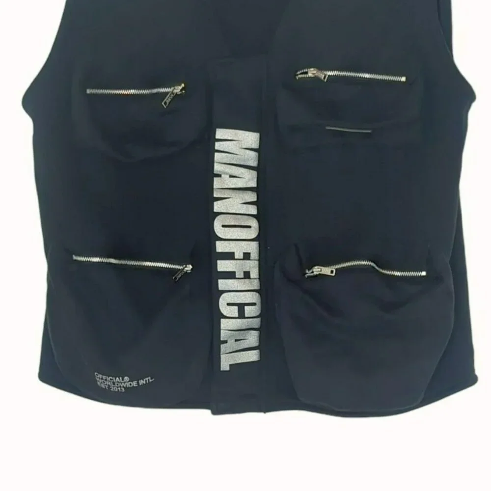Boohooman Official Reflective Print Black Utility Vest Mens Large - Picture 3 of 4